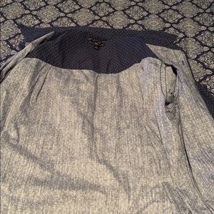 Club room button up dark blue poko dot